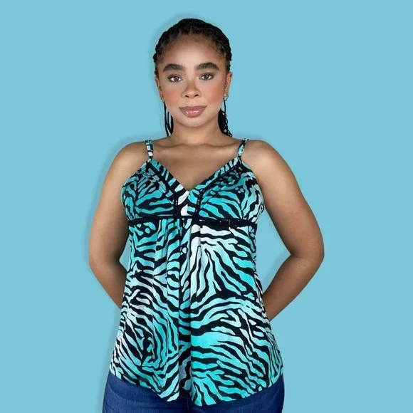 Turquoise Tiger Print Cami - Picture 1 of 5
